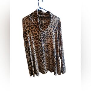 Lane Bryant Tan and Black Animal Print Shirt
